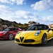 2015 Alfa Romeo 4C Spider: red and yellow, two shot, driving