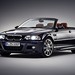 BMW E46 M3 Convertible: black front angle, studio