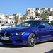 BMW F12 M6 Convertible: blue front quarter at marina