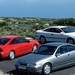 Holden YE Calibra: grey, red and white three shot