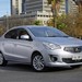 2014 Mitsubishi LA Mirage LS sedan: silver front quarter