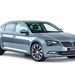 2015 Skoda Superb sedan: silver front angle, studio