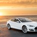 2014 Tesla Model S: white front quarter sunset